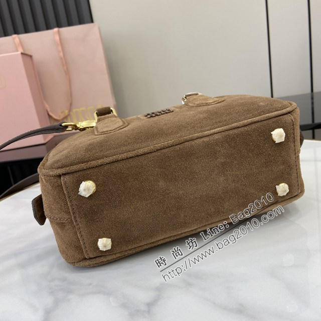 miumiu繆繆專櫃最新款絨面牛皮保齡球包手提肩背包 jh2541型號：5BB142